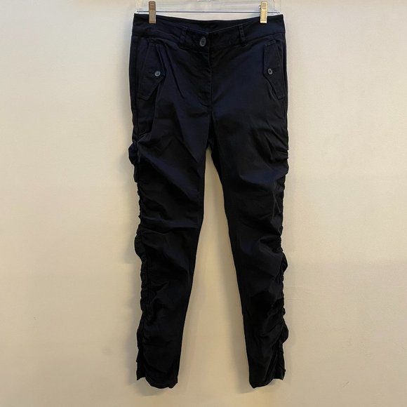 Robert Rodriguez Black Ruched Twill Pants Size 2 NEVER WORN - Picture 1 of 9